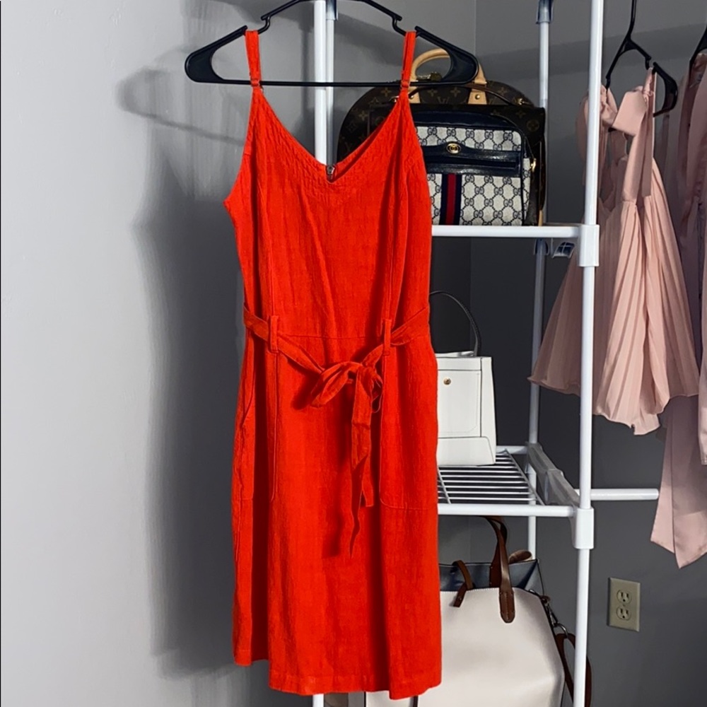 Red Dress with tie around belt